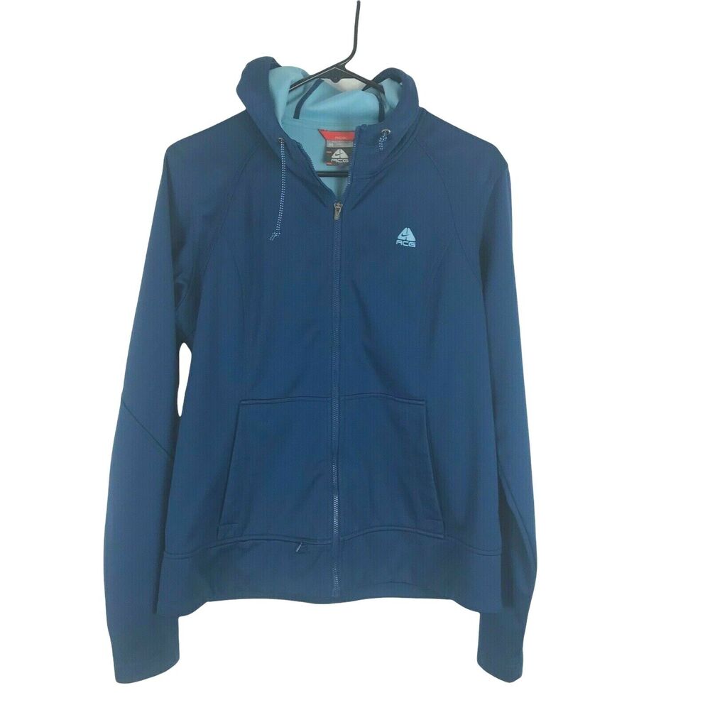 Nike ACG‎ Jacket Full Zip Hoodie Thermal Soft Shell Size M Womens Blue